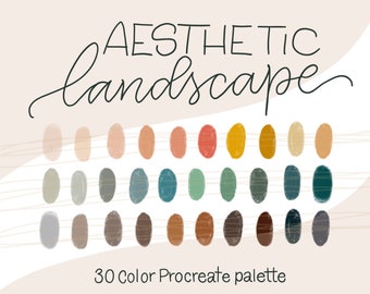 Aesthetic Landscape - PROCREATE COLOR PALETTE - iPad lettering, Illustration Color swatches, Digital art palette iPad Pro