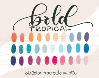 Bold Tropical - PROCREATE COLOR PALETTE - iPad lettering, Illustration Color swatches, Digital art palette iPad Pro