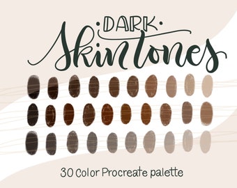 Dark Skin Tones - PROCREATE COLOR PALETTE - iPad lettering, Illustration Color swatches, Digital art palette iPad Pro