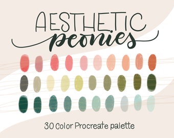 Aesthetic Peonies - PROCREATE COLOR PALETTE - iPad lettering, Illustration Color swatches, Digital art palette iPad Pro