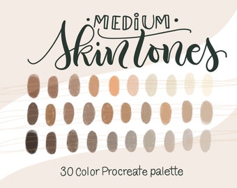 Medium Skin Tones - PROCREATE COLOR PALETTE - iPad lettering, Illustration Color swatches, Digital art palette iPad Pro