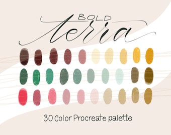Bold Terra - PROCREATE COLOR PALETTE - iPad lettering, Illustration Color swatches, Digital art palette iPad Pro