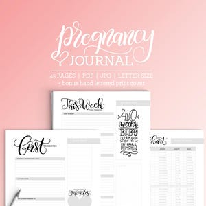 Pregnancy Journal 45 pages Letter size Printable Hand lettered details image 1