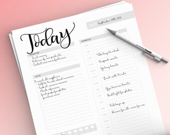 Daily planner sheet - Letter size - Printable day planner