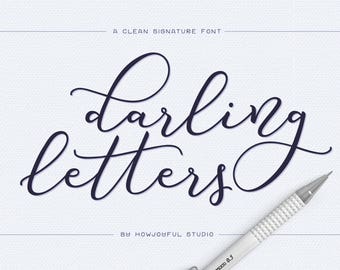 Script Font - Darling Letters - Modern calligraphy font - Digital font - Bouncy font