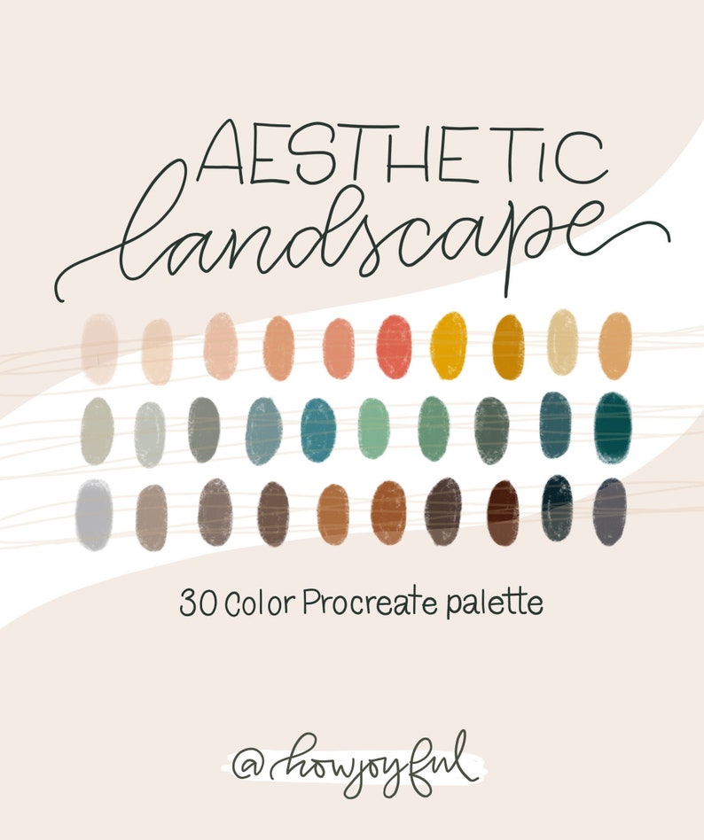 Aesthetic Landscape PROCREATE COLOR PALETTE iPad lettering, Illustration Color swatches, Digital art palette iPad Pro image 1