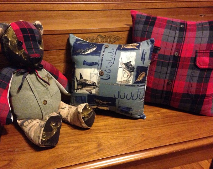 Memory Pillows made From Flannel Shirt Dress Shirt or Etsy