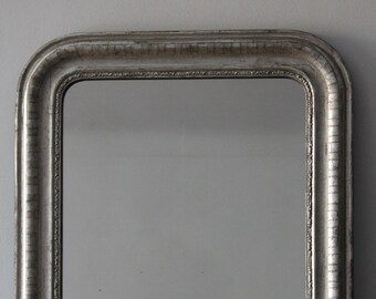 Antique Mirror gilted with silver leaves - Antique glass from France