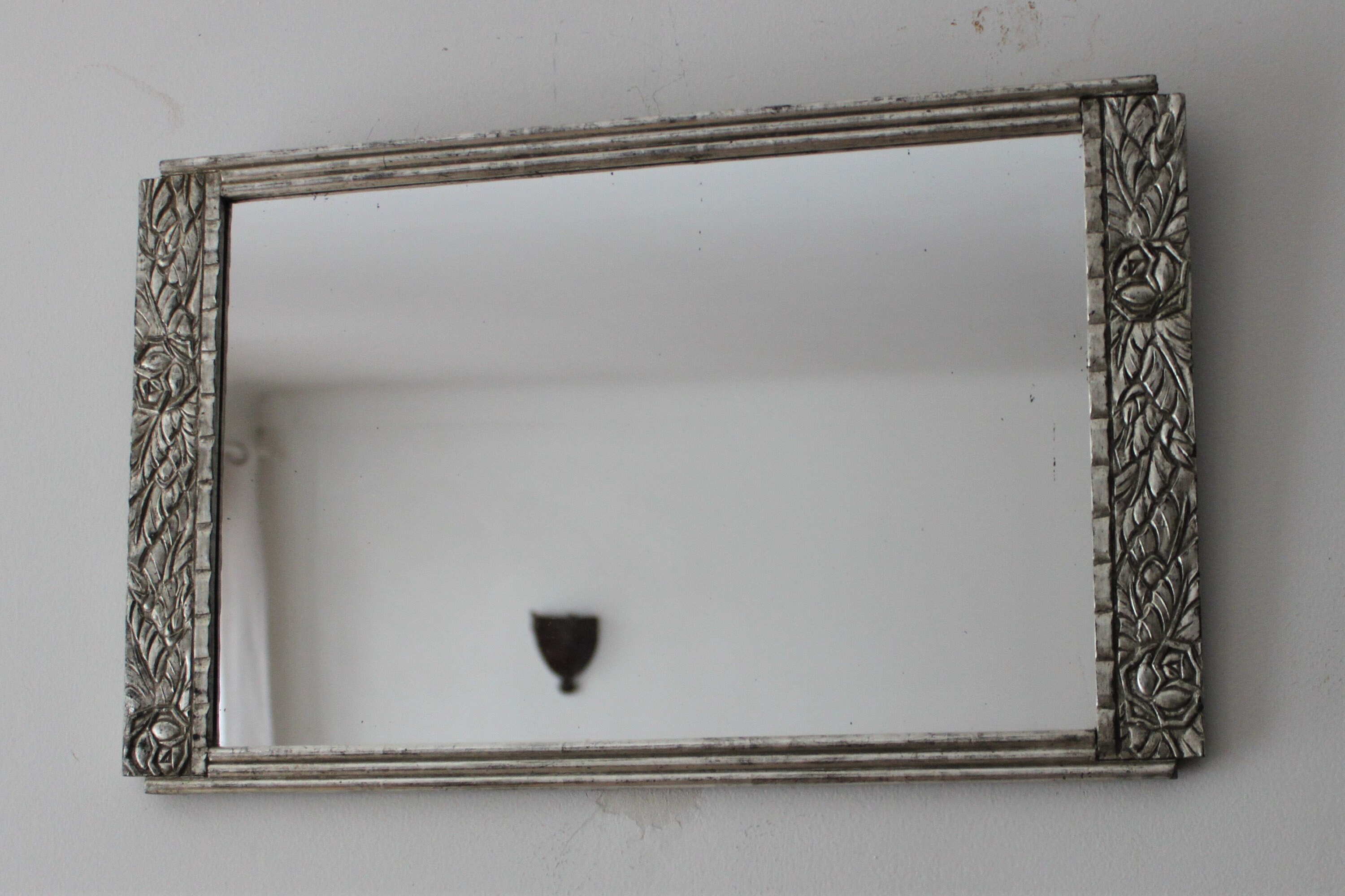 Kleiner silberner Wandspiegel antiker Art-Deco-Stil Spiegel | Etsy