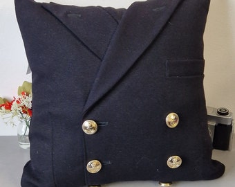 Upcycled Royal Navy male No1 Service Dress uniform cushion