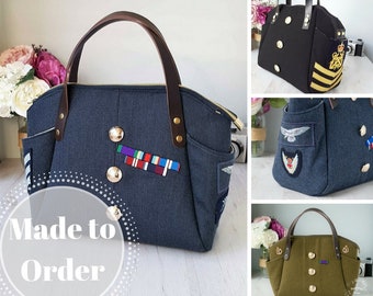 MADE TO ORDER - Upcycled military uniform handbag | Royal Navy, Army, Royal Air Force uniform | Custom order handbag