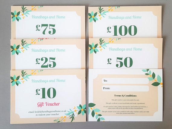 Gift Vouchers Various Amounts | Etsy UK