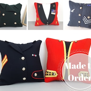 MADE TO ORDER - Upcycled military uniform cushion - from your uniform | Royal Navy, Army, Royal Air Force uniform | Custom order