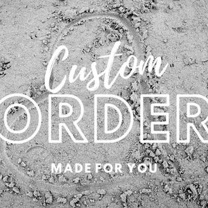 May include: Monochrome image featuring the words "Custom ORDER" in a bold, outlined font, and "MADE FOR YOU" in a smaller font. The text is set against a textured, sandy background.