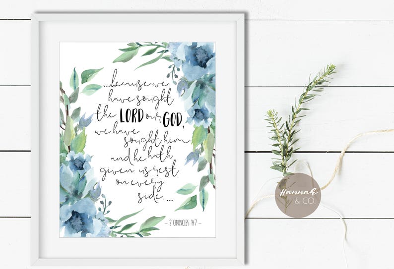 2 Chronicles 14 7 Kjv Bible Quote Sought The Lord Our God Etsy