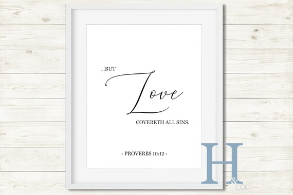 Sprüche 1012 Kjv Liebe Bedeckt Alle Sünden Bibel Vers Liebe Bibel Zitat Einfache Schrift Zitat Christliche Liebe Art Druckbare Instant Wandkunst
