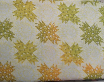 One Full / Double size Flat Vintage Green and Gold Patch Work Pattern Bed Sheet