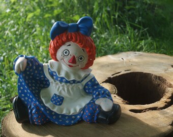 Vintage 1970's Hand Painted Raggedy Ann Doll / Clown Doll