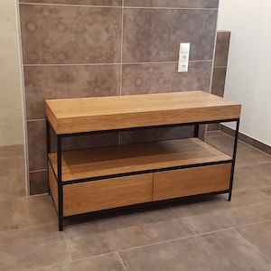 Bathroom vanity, bathroom cabinet, wooden commode, "Industrial Oak" image 1
