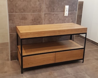 Bathroom vanity, bathroom cabinet, wooden commode, "Industrial Oak"