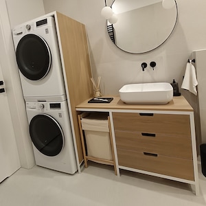 Meuble-lavabo de salle de bain, armoire, commode, avec meubles intégrés Vadso image 1