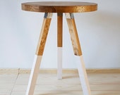 Mesa, madera de roble maciza única, redonda, "Coloured Oakie"