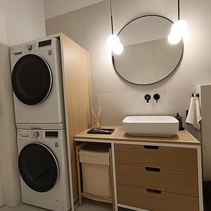 Meuble-lavabo de salle de bain, armoire, commode, avec meubles intégrés Vadso image 2