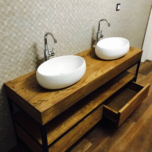 Bathroom vanity, bathroom cabinet, wooden commode, "Industrial Oak" image 4