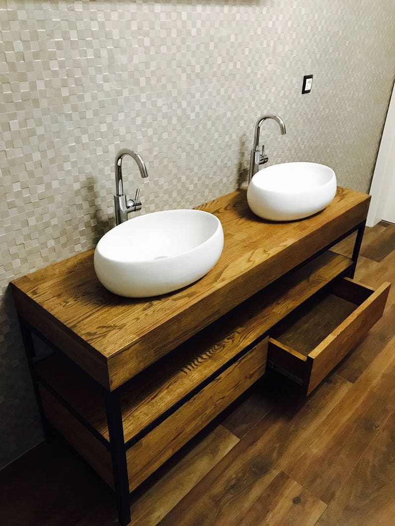 Bathroom vanity, bathroom cabinet, wooden commode, "Industrial Oak" image 4