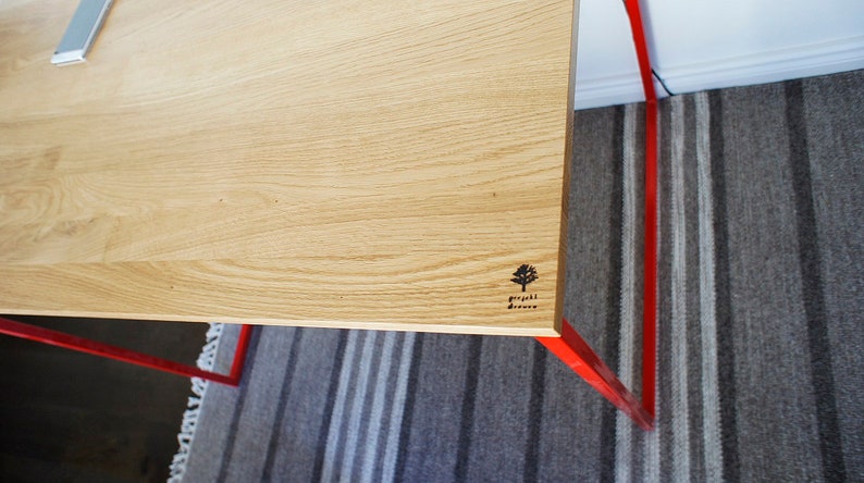 Office desk, desk, table, Industrial Red Oak image 4