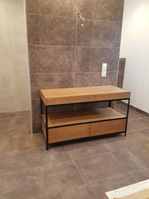 Bathroom vanity, bathroom cabinet, wooden commode, "Industrial Oak"
