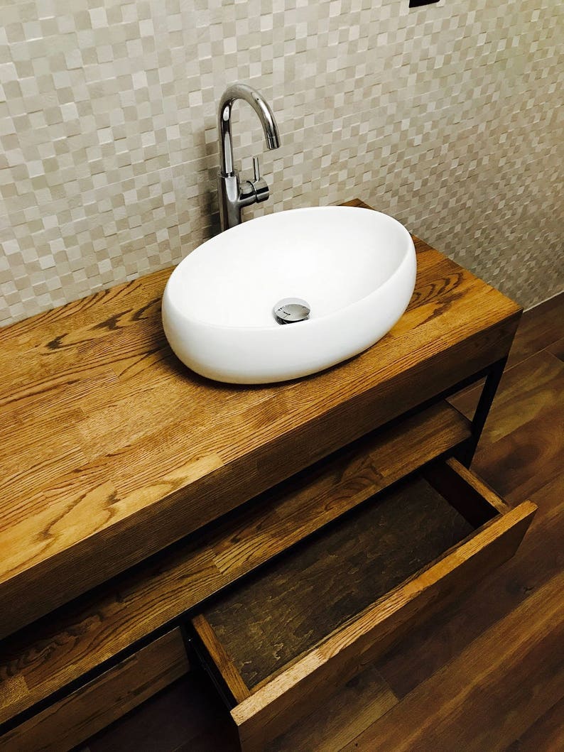 Bathroom vanity, bathroom cabinet, wooden commode, "Industrial Oak" image 5