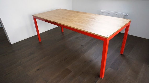 Table Office Desk Industrial Red Oak Etsy