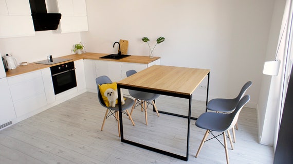 Table Solid Oak Wood Dining Table Desk Office Etsy