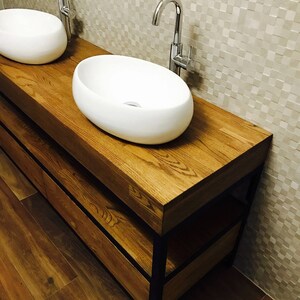 Bathroom vanity, bathroom cabinet, wooden commode, "Industrial Oak" image 6