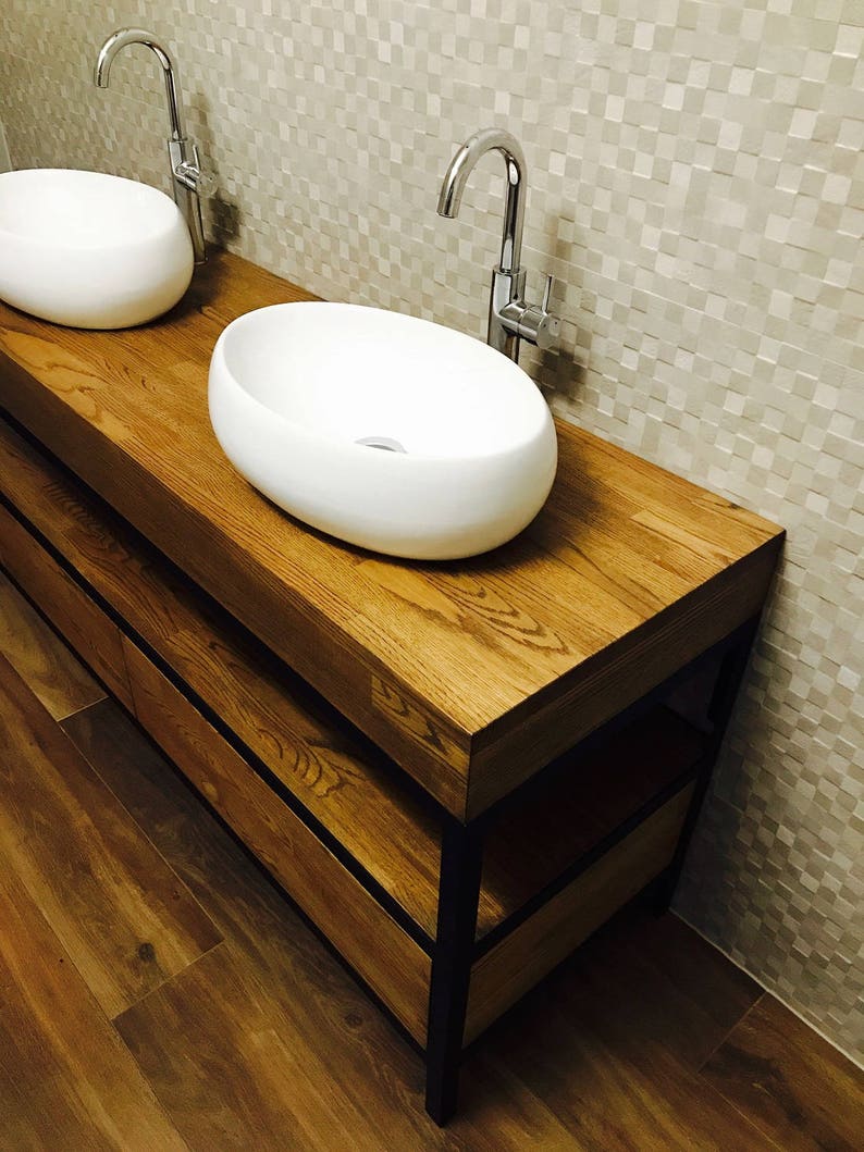 Bathroom vanity, bathroom cabinet, wooden commode, "Industrial Oak" image 6