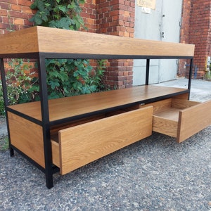 Bathroom vanity, bathroom cabinet, wooden commode, "Industrial Oak" image 9