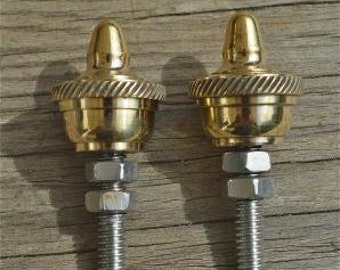 Pair of superb quality antique brass furniture clock finial rope edge finial Z11