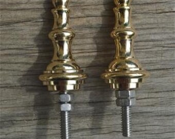Pair of superb quality antique brass furniture clock finial rope edge finial Z11