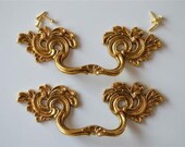 A superb pair of large solid brass Rococo style drawer handles 2005