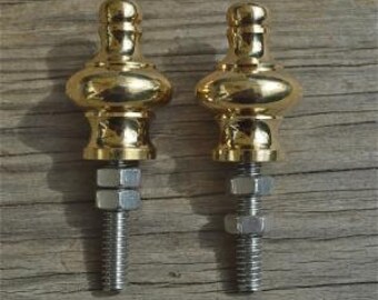 Pair of superb quality antique brass furniture clock finial rope edge finial Z11