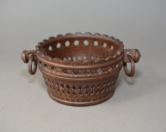 Antique Hand carved Breton basket bowl France circa.1910