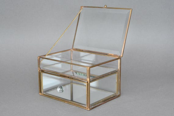 Vintage glass collectors box jewellery box cabinet - Gem