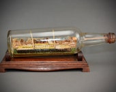 Vintage ship in a bottle Queen Mary diorama folk art circa.1936