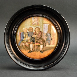 Antique framed pot lid Dr. Johnson