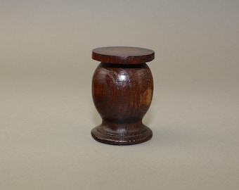 Hand made antique oak apothecary pot with glass bottle potion pot