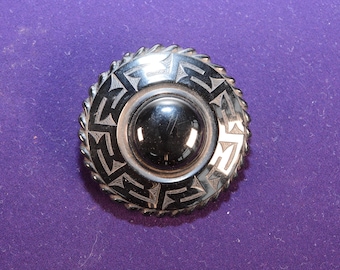 Antique Whitby Jet round brooch