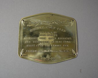 Antiguo pequeño letrero de latón Bourne golf club ET