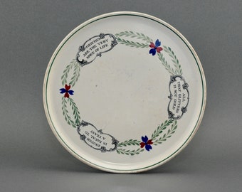 Antique motto ware plate Franks & Co circa.1900 spongeware