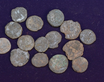 A collection of ancient Roman small bronze coins 1700 years old K13